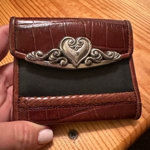 Brighton Brown Black Leather Wallet with Silver Hardware